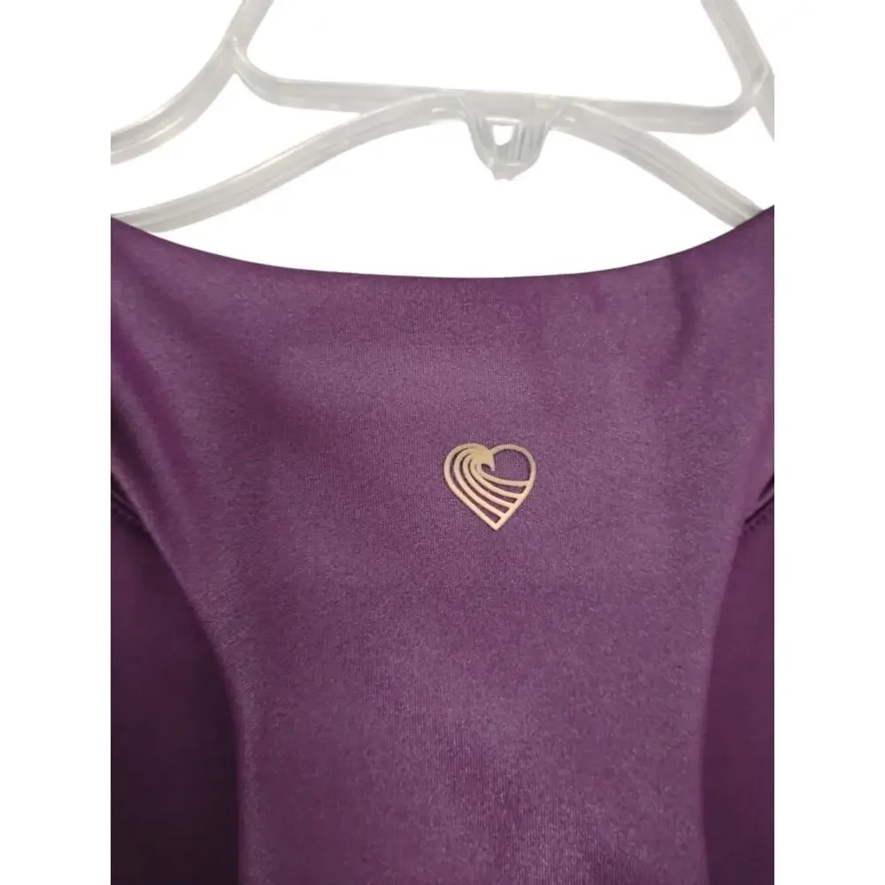 Tone It Up High Shine Long Line Sport Bra Size Medium Deep Purple Removable Pads
